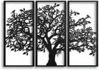 3 Panels Family Tree Metal Wall Decor Tree of Life Metal Wall Art, Home Bedroom Living Room Decor 3D Wall Art 3 Panels Family Tree Metal Wall Decor Modern Decoration (Black, 30"W x 20"H/76x51cm) by DEKADRONMetalWallArt
