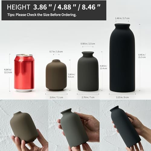 Ceramic Vase Set of 3, Decorative Nordic Minimalist Vases Home Decor for Living Room Kitchen Bedroom Entryway Mantel Table, Modern Decor for Bouquet Pampas Grass Dried Fresh Flowers- Multicolor - Image 2