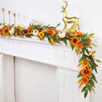 Riceshoot Fall Garland 6 Ft Sunflower Pumpkin Mantel Thanksgiving Decor by Zuqqaaoor