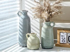 Ceramic Vase Set of 3 | Neutral Vase Home Decor with Handle | Pottery Modern Farmhouse Vases Pampas Grass Flower Vases for Home Decor Table Living Room Centerpieces Mantel Decor - Multicolor - Image 4