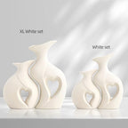 XL White Flower Vases, Nordic Heart Shaped Ceramic Set of 2 - Image 6
