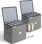 punemi Champagne Flute Storage Container, 2-Pack Hard Shell Wine Glass Box by Punemi