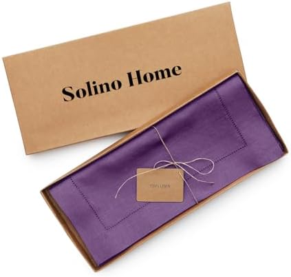 Solino Home 100% Linen Table Runner Purple, Classic Hemstitch 14 x 48 in - Image 6