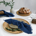 Pesonlook 60 Pcs Navy Blue Cotton Cloth Napkins with Fringe, 16x16 Inch - Image 2