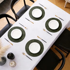 MOSAYT Vinyl Faux Leather Round Placemats Set of 8, 13 Inch, Olive Green - Image 5