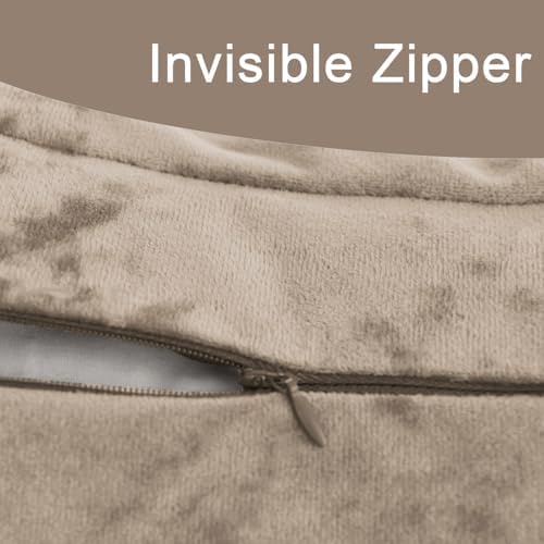 Greek Velvet Euro Sham Covers Set of 2 26x26 Luxury Soft Solid Pillow Covers for Living Room Bedroom Yard,Brown - Image 6
