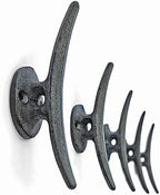 Ambipolar 5 Pack Decorative Cast Iron Heavy Duty Double Hooks, Wall Mounted Coat Hooks, Vintage Inspired (Antique Black) (Mooring Type) by Ambipolar