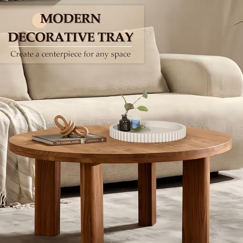 Oval Tray for Coffee Table Decor, 13" Concrete Coffee Table Tray,Cream Gray - Image 2