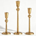 Gold Taper Candle Holders Set of 3, Heavy Candlestick Holders Decorative Candle Stand for Table Centerpiece, Cast Iron Candle Stick Holder Decor by Wenbery