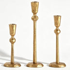 Gold Taper Candle Holders Set of 3, Heavy Candlestick Holders Decorative Candle Stand for Table Centerpiece, Cast Iron Candle Stick Holder Decor by Wenbery