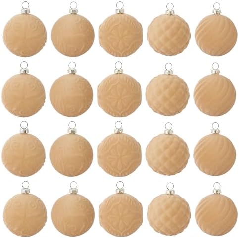 Garvee 25Pcs Flocked Christmas Ball Ornaments Set - Vintage Velvet Texture, Multi-Functional Holiday Decor by Garvee
