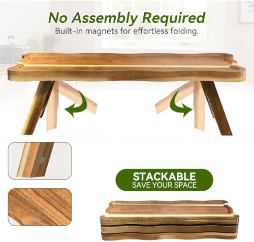 Acacia Wood 3 Tier Cupcake Stand, Serving Tray for Party, Foldable Dessert Table Display Set, Tiered Tray Decor for Party, Birthday, Wedding, Christmas - Image 4