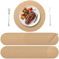 Aneco 100 Pieces Round Burlap Placemats 13.78 Inch Reusable Brown Table Mats Heat Resistant Natural Jute Fibers Placemats Burlap Circle Rustic Table Decorations for Dinner Holiday Farmhouse Decor by Aneco