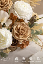 Ling's moment Artificial Wedding Flowers Deluxe Combo, Brown & Tawny Beige - Image 3