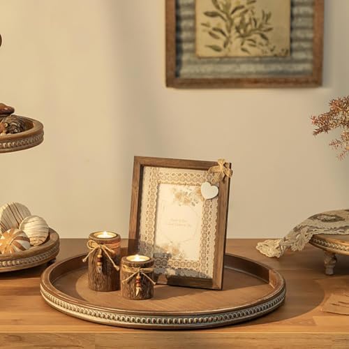 Hanobe 17" Large Round Decorative Tray for Coffee Table Decor, Beaded Edge - Image 6