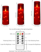 kakoya Flameless LED Candles with Timer 24 Pc Flickering Flameless Candles for Romantic Ambiance and Home Decoration Stable Acrylic Shell,with Embedded Star String，Battery Operated Candles（Red） - Image 5