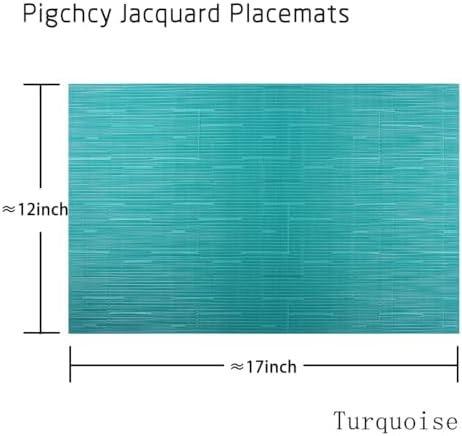 PIGCHCY Placemats Set of 12 Washable Durable Place Mats Vinyl Heat Resistant Non-Slip Table Mats Indoor Outdoor (Turquoise) - Image 2