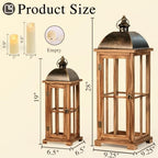 Large Decorative Lanterns, 2 Pack Farmhouse Wood Lanterns Indoor Outdoor - Image 2