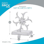 BIRDROCK HOME Whimsical Snowflake Stocking Holder for Mantle – Weighted Metal Hooks for Christmas Stockings – Sturdy Hangers for Fireplace, Shelf, Stairs – Heavy Modern Stand for Hanging Socks –Silver - Image 3