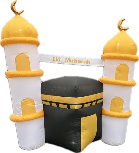 Inflatable Islamic 6FT Ramadan Kareem/Eid Mubarak Kaaba Mosque. Ramadan Blow Up Yard Decorations for Home Holiday Party Indoor, Outdoor,Garden, Lawn Decor. with LED Lights, 3 Banners Rmadan,Eid - Image 2