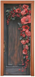 Burbuja Valentine Flowers Wood Door Cover, Stretch Fabric Backdrop Door Porch Covers for Home Party Holidays Decoration, 35x79 In by Burbuja