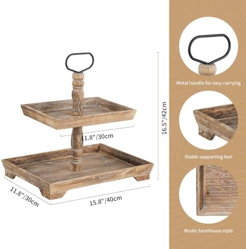 Hanobe 2 Tiered Decorative Trays Stand Coastal Beach Coffee Table Decor - Image 5