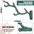 Blulu 2 Pcs Cast Iron Plant Hanger Wall Bracket Tree Branch, Bronze - Image 2