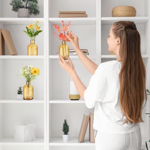 Lallisa 30 Pcs 4 Inches Small Glass Bud Vases Bulk Mini, Amber - Image 4