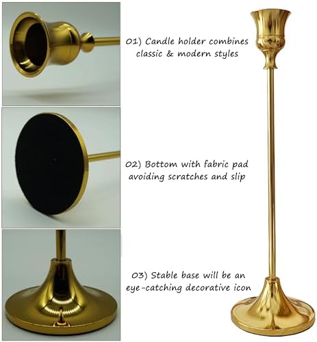 6PCS Brass Candlestick Holders Gold Candle Holders Taper Candle Holders - Image 6