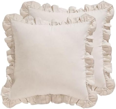 patdrea Vintage Linen Throw Pillow Covers,Set of 2,22"x22"-Kubum by patdrea