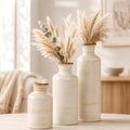 TBWIND Ceramic Vases Set of 3, White Modern Rustic Home Decor Flower Vases by TBWIND