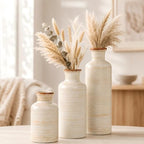 TBWIND Ceramic Vases Set of 3, White Modern Rustic Home Decor Flower Vases by TBWIND