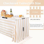 2Pack 57x120 Inch Beige and White Striped Tablecloth Waterproof Table Cloth - Image 2