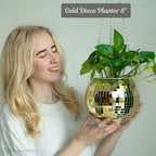 SCANDINORDICA Disco Ball Planter, Value Package, 8-inch Gold - Image 2