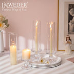 Hurricane Glass Candle Holders: Clear Candlestick Holders Set of 2 - Image 4