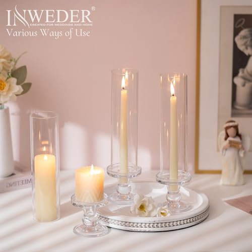 Hurricane Glass Candle Holders: Clear Candlestick Holders Set of 6 - Image 4