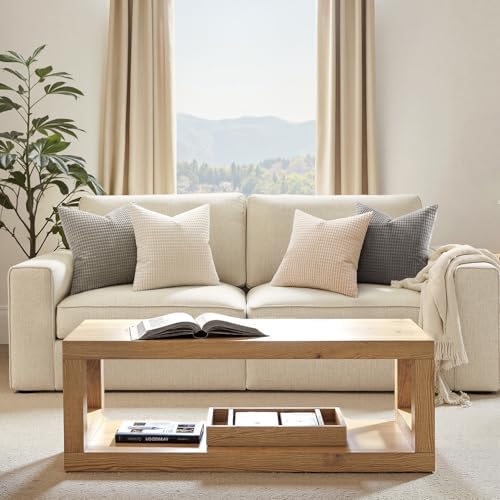 MIULEE Boho Farmhouse Decorative Pillow Covers 18x18 Inch Set of 4 Neutral - Image 4