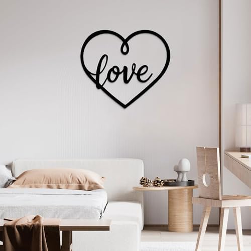 GlintHome Large Black Metal Wall Decor - Letter(love) Wall Art for Bedroom Living Room Office Home Decor - 19x17 Inches - Image 4