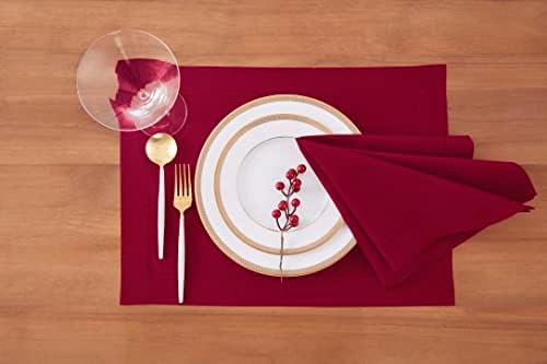 Solino Home Cotton Linen Placemats Red Soft Woven, 14 x 19 in, Set of 4 - Image 2