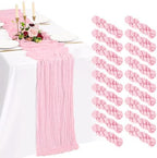 18 Pack Cheesecloth Table Runner 10FT Light Pink Table Runner Boho Gauze Cheese Cloth Table Runners Long Rustic Sheer Table Decorations for Wedding Party Baby Bridal Shower Birthday Holiday Home by Showgeous