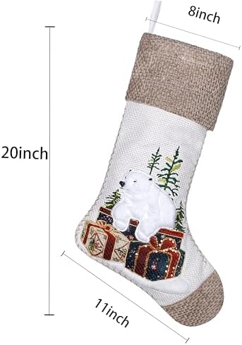 LUBOT New Christmas Stockings Set of 4 Pack 20" Large Rustic Traditional Holiday Fireplace Hanging Decorations Classic Plush Mantel Décor Xmas Soft Stocking Thick for Family - Image 5