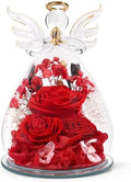 Gifts for Mom Mothers Day Birthday Gifts for Women Preserved Rose Forever Flower in Glass Angel Figurines Fresh Flowers for Delivery Anniversary Real Colorful Roses for Grandma Her Wife from Daughter by FIACO