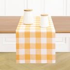 Solino Home 100% Linen Table Runner, 14 x 90 in, Mustard and White Check by SolinoHome
