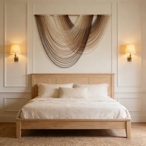 LISRRZHEN Large Macrame Wall Hanging - Boho Nordic Geometric Woven Tapestry, Handcrafted Cotton Wall Decor for Living Room Bedroom Entryway Apartment - Image 3