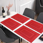 PIGCHCY Vinyl Placemats Set of 12 Washable Durable Kitchen Easy to Clean Plastic Placemats for Dining Table (Passionate Red) - Image 5