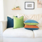 MONDAY MOOSE Decorative Throw Pillow Covers Cushion Cases, Set of 4 Soft Velvet Modern Double-Sided Designs, Mix and Match for Home Decor, Pillow Inserts Not Included (18x18 inch, Blue/Orange) - Image 3