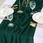 Emerald Green Chiffon Table Runner 10 Pieces 10Ft Boho Christmas Runners - Image 3