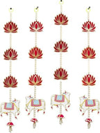TIED RIBBONS 4 Pcs Kamdhenu Indian Hanging Decorations | Plastic, 2 feet | Lotus Wall Hanging for Backdrop Decoration, Diwali Decoration, Pooja, Mandir, Ganesh Chaturthi Decoration by TIEDRIBBONS