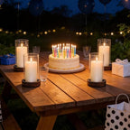 Ronasip Set of 4 Hurricane Candle Holders - 4.6x7.8 Inch Rustic Wooden Base with Glass Cylinder, Brown Pillar Candle Holders for Wedding Centerpieces, Home Decor, Table & Mantel Decorations - Image 7