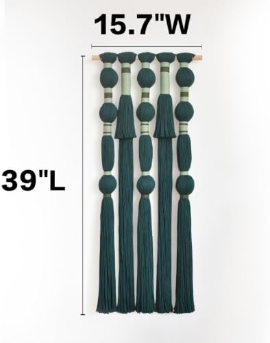 Macrame Wall Hanging Green Boho Wall Decor Handmade Fiber Art 15.7"W*39"L - Image 5